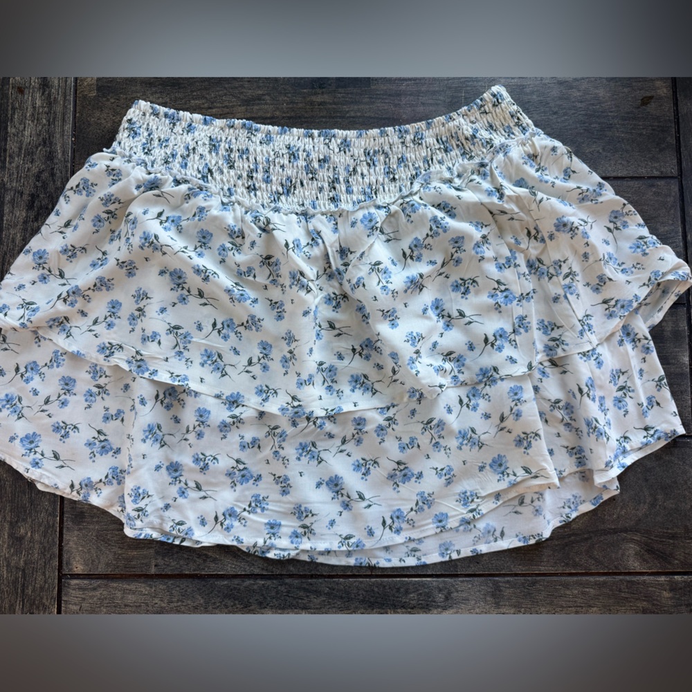 Comfy No Boundaries Blue Floral Skirt